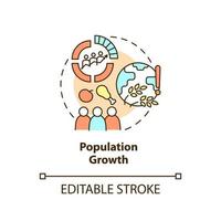 icône de concept de croissance démographique. surpopulation. risques pour la sécurité alimentaire idée abstraite illustration en ligne mince. dessin de contour isolé. trait modifiable. vecteur