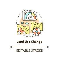 icône de concept de changement d'utilisation des terres. contamination du sol. risques pour la sécurité alimentaire idée abstraite illustration en ligne mince. dessin de contour isolé. trait modifiable. vecteur