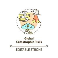 icône de concept de risques catastrophiques mondiaux. catastrophe naturelle. risques pour la sécurité alimentaire idée abstraite illustration en ligne mince. dessin de contour isolé. trait modifiable. vecteur