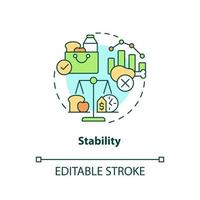 icône de concept de stabilité. disponibilité constante. définitions de base de la sécurité alimentaire idée abstraite illustration en ligne mince. dessin de contour isolé. trait modifiable. vecteur