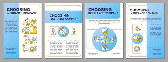 compagnie d'assurance trouvant le modèle de brochure bleu. recherche de couverture. conception de dépliant avec des icônes linéaires. 4 mises en page vectorielles pour la présentation, les rapports annuels.