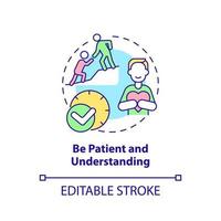 être patient et comprendre l'icône du concept. conseils pour les parents. illustration de la ligne mince de l'idée abstraite du trouble de la conduite. dessin de contour isolé. trait modifiable. vecteur