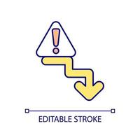 sensibilisation à l'icône de couleur rvb en baisse de productivité. processus d'affaires. graphique de données d'analyse. illustration vectorielle isolée. dessin au trait rempli simple. trait modifiable. vecteur