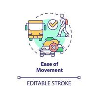 icône de concept de facilité de mouvement. charpente confortable. principes de conception urbaine idée abstraite illustration en ligne mince. dessin de contour isolé. trait modifiable. vecteur