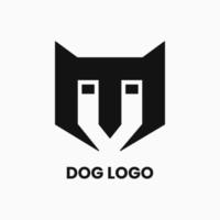 lettre m avec concept de logo tête de chien. logotype simple, plat et silhouette. adapté au logo, à l'icône, à la mascotte, au symbole et au signe. tels que logo initial, animal et animal de compagnie vecteur