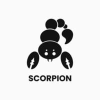 concept de logo de scorpion. animal, plat, silhouette et logotype simple. adapté au logo, à l'icône, au symbole, à la mascotte et au signe vecteur