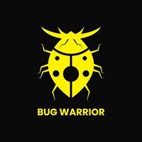 concept de logo de guerrier de bogue. logotype animal, insecte, plat, simple et moderne. jaune et noir. adapté au logo, à l'icône, au symbole et au signe. comme une mascotte, un emblème, un vêtement ou un logo de virus vecteur