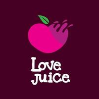 jus d'amour. icône de logo de fruits, image vectorielle pour le logo ou l'icône d'un mode de vie diététique et sain. concept juteux et amoureux vecteur