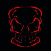 crâne de mort ligne pop art potrait logo design coloré avec fond sombre. fond noir isolé pour t-shirt vecteur
