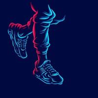 jogger et chaussures dans la ligne de sport pop art potrait logo design coloré. illustration vectorielle. vecteur