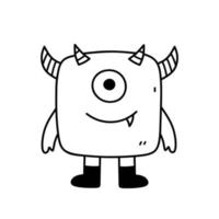 monstre mignon et drôle isolé sur fond blanc. illustration vectorielle dessinée à la main dans un style doodle. parfait pour les dessins d'halloween, les cartes, le logo, les décorations. personnage de dessin animé. vecteur