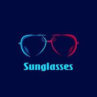 lunettes lunettes de soleil ligne pop art potrait logo design coloré avec un fond sombre. illustration vectorielle abstraite. fond noir isolé pour t-shirt vecteur