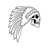 illustration de doodle de crâne indien dessiné à la main pour affiche d'autocollants de tatouage, etc. vecteur
