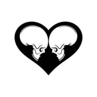 illustration de doodle vintage de coeur d'amour de crâne dessiné à la main pour l'affiche d'autocollants de tatouage etc. vecteur