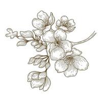 illustration d'art de ligne florale vectorielle conçue dans un style de doodle de ton marron sur fond blanc pour décorer des cartes, des cartes de mariage, des albums, des couvertures, des modèles de vêtements et plus encore vecteur