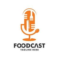 nourriture fourchette cuillère podcast logo hipster rétro ancien icône pour la nourriture cuisine restaurant blog vidéo vlog canal de révision vecteur