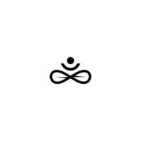 logo linéaire humain de yoga abstrait. logotype d'équilibre de fleur de personne de fil. spa créatif, marque vectorielle gourou.