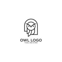 chouette oiseau tête d'animal visage ligne logo design inspiration vecteur