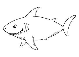 requin contour dessiné à la main pour les pages à colorier pour enfants et livres, impressions, cartes, etc. griffonnage de la vie marine, clipart. eps 10 vecteur