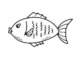 joli poisson dessiné à la main pour les pages à colorier, les livres, les estampes, les cartes, les affiches, les activités préscolaires. eps 10 vecteur