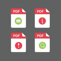 conception plate avec jeu d'icônes de fichiers pdf document icône jeu de symboles illustration d'élément de conception vectorielle vecteur