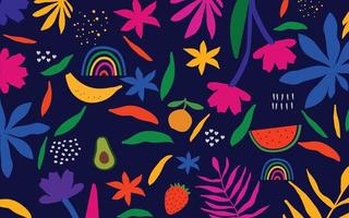 collection de doodle de formes organiques colorées. formes botaniques mignonnes, découpes aléatoires de griffonnage enfantin de feuilles et de fleurs tropicales, illustration vectorielle d'art abstrait décoratif vecteur