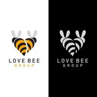 vecteur de conception de logo d'amour d'abeille