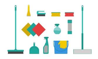 outils de ménage. un ensemble d'outils pour laver les sols, les murs, les carreaux. appartement. illustration vectorielle