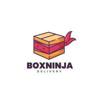 modèle de logo de livraison boîte ninja vecteur