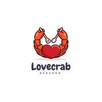 modèle de logo de nourriture de crabe d'amour vecteur