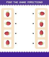 correspondre aux mêmes directions de framboise. jeu de correspondance. jeu éducatif pour les enfants d'âge préscolaire et les tout-petits vecteur