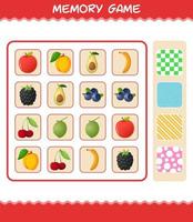 jeux de mémoire avec des fruits de dessin animé. jeu de cartes d'apprentissage. jeu éducatif pour les enfants d'âge préscolaire et les tout-petits vecteur