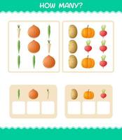 combien de légumes de dessin animé. jeu de comptage. jeu éducatif pour les enfants d'âge préscolaire et les tout-petits