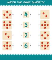 correspondre à la même quantité de fraise. jeu de comptage. jeu éducatif pour les enfants d'âge préscolaire et les tout-petits vecteur