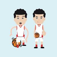 jeu de conception de personnages joueur de basket-ball sportif style design plat illustration vectorielle minimale vecteur