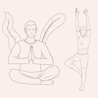 illustration set contour de yoga pour l'éducation de la santé vecteur