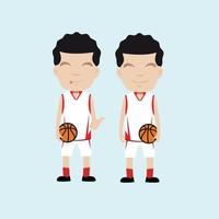 jeu de conception de personnages joueur de basket-ball sportif style design plat illustration vectorielle minimale