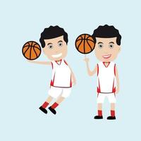 jeu de conception de personnages joueur de basket-ball sportif style design plat illustration vectorielle minimale