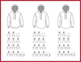 modèle de sweat à capuche différents modèles vectoriels, vue avant et arrière vecteur