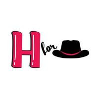 h pour chapeau, h lettre et chapeau illustration vectorielle, conception de l'alphabet pour les enfants vecteur