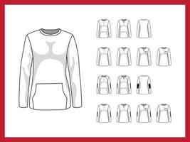 modèles vectoriels sweat-shirt femme avec poche et manches sans poignets vecteur