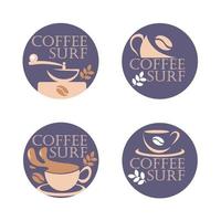 vecteur de conception de logo café surf