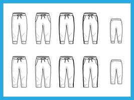 illustration vectorielle divers modèles enfants pantalons de jogging pantalons de survêtement vecteur
