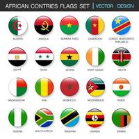ensemble de drapeaux africains et membres en botton stlye, illustration d'élément de conception vectorielle