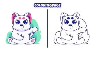 chat mignon avec des pages à colorier adaptées aux enfants vecteur