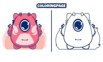 monstre mignon avec des pages à colorier adaptées aux enfants vecteur