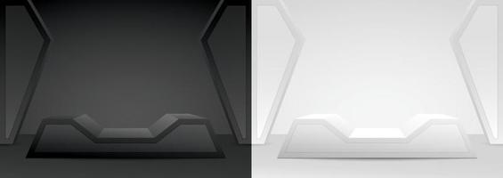 noir et blanc forme géométrique abstraite moderne produit affichage illustration 3d vecteur pour mettre votre objet