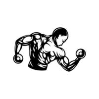 illustration de silhouette de gym fitness masculin vecteur