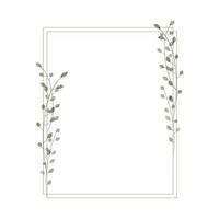 cadre rectangulaire de style rustique, minimaliste et aquarelle. bordure géométrique avec branches et feuilles aquarelles. cadre moderne pour faire-part de mariage design et carte de voeux. vecteur