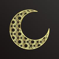 logo d'ornement de lune islamique doré vecteur